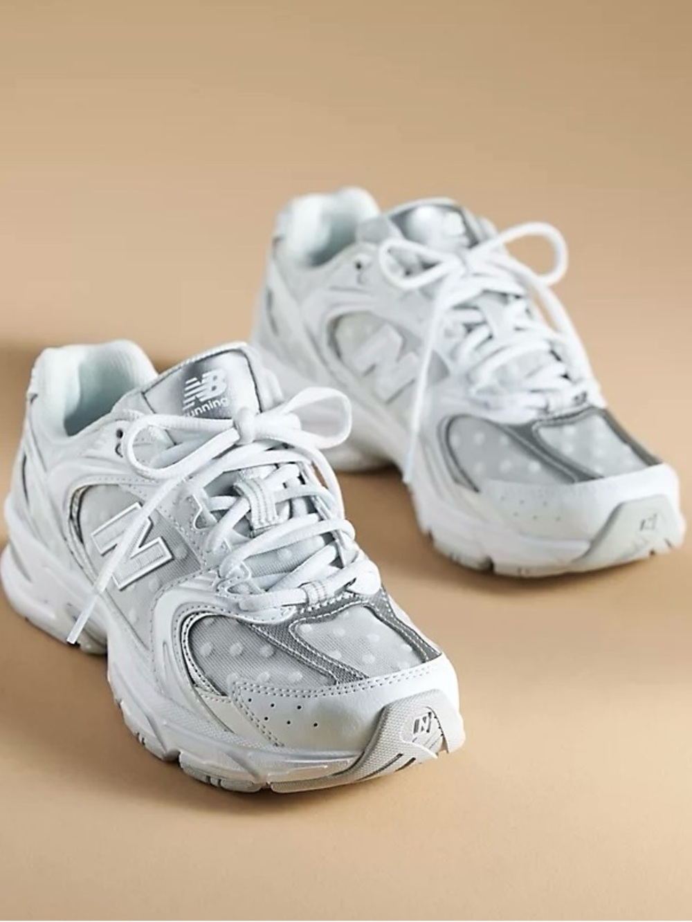 New Balance Women's White and Silver Athletic Sneakers